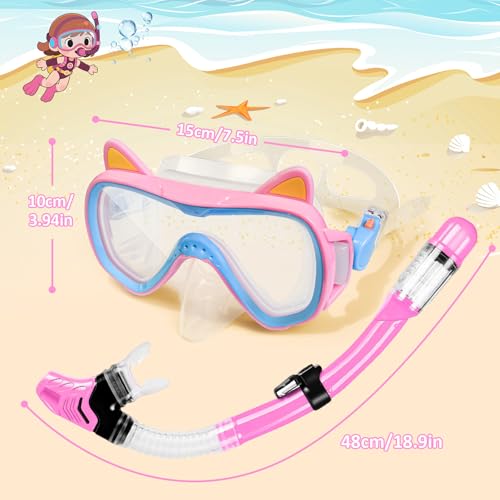 Zikenis Kinder Schnorchelset, 4-16 Jahre, Taucherbrille mit Dry Schnorchel, Rosa