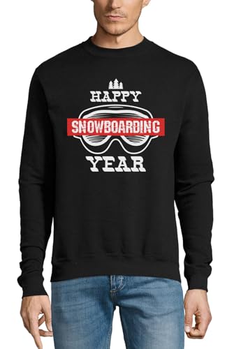 Pull en coton noir Happy Snowboard Year pour homme et femme confortable