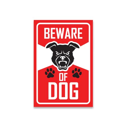 Zackzik Beware of Dog Sign Board for Home Gate and Entrance, Bold Warning Display for Visitors and Strangers (RED)