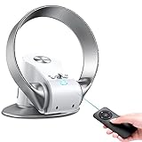 JEDAL Wall-Mounted Fans 12' Bladeless Wall fan with remote control,bladeless fan Desk Fan for Home Bedroom Silent operation Electric Table Fan,Silver