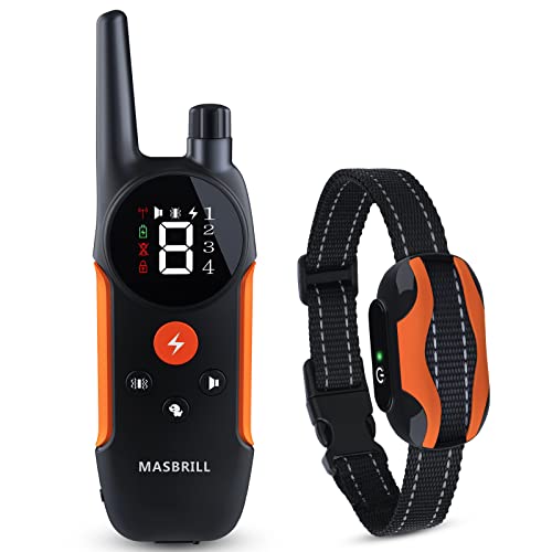 MASBRILL Collier de Dressage pour Chiens, Collier Anti Aboiement Électrique pour Chien avec Télécommande 600M et 3 Modes, IP67 Étanche et Rechargeable Collier de Dressage pour Petit/Moyen/Gros Chien Cover