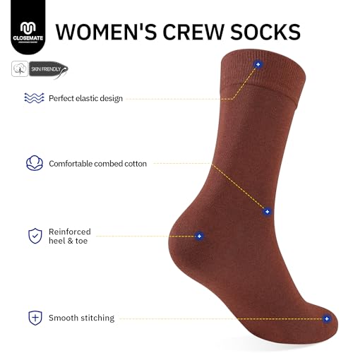 CLOSEMATE Womens Calf Crew Socks Soft Cotton and Lightweight for Dress Trouser 5 Pairs2