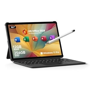 EYY 10.1″ 2 in 1 Tablet/Laptop Computer, 12GB RAM+256GB SSD, Windows 11 Touchscreen Laptops with Stylus and Keyboard, Intel M3-8100Y Processor(up to 3.40GHz), WiFi 5, BT 5, HDMI, Dual Camera, Gray