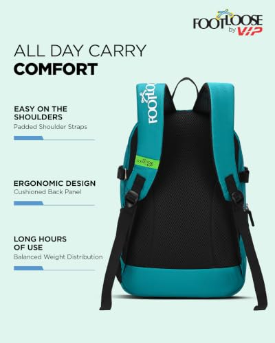 Image of FOOTLOOSE by VIP Kinetic Laptop Backpack for Men & Women | 30 Litre Travel Backpack with 15.6 inch Laptop Compartment | Office, College, School Backpack