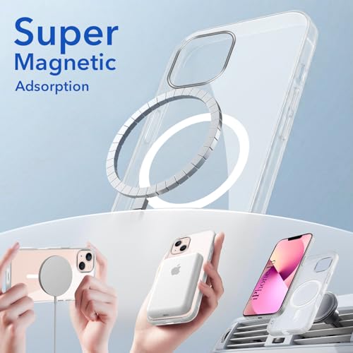 Image of Jkobi Lifetime Anti-Yellow MagSafe Compatible Clear Back Case Cover for Apple iPhone 13 (Sleek Hard Crystal | Camera Protection and Shockproof)