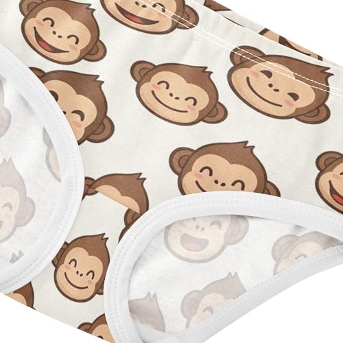 Cute Cartoon Monkey Prints Beige Girls Underwear Toddler 2t Cotton Little Girl Panties Print Kids Briefs Undies4