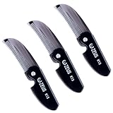 ZEUS Folding Mustache Comb for Men, Handmade Saw-Cut Pocket Comb for Men’s Beard & Moustache Grooming, Compact & Travel Friendly (Black) 3 PACK
