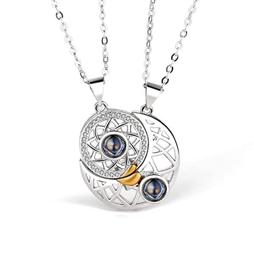 Magnetic Necklaces, Sun and Moon Necklaces, Couples Necklaces for Him and Her, Matching Necklaces I Love You,B