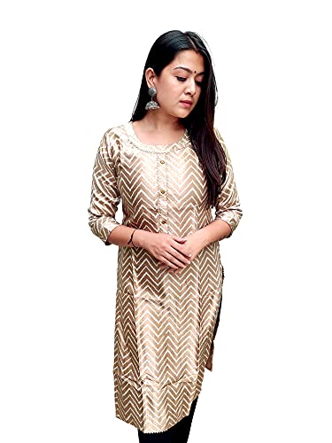 Image of Prijam Traditional Straight Long Kurti Mashru Leriya