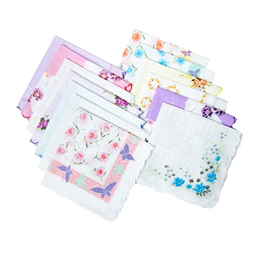 CoCoUSM Womens Vintage Floral Print Cotton handkerchiefs New 10 PCS - Thumbnail 4