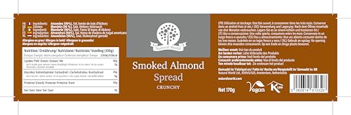 Nutural World - Knusprig, pikanter Brotaufstrich aus geräucherten Mandeln (170g netto) im Glasgefäß - Schmackhaft, Nährstoffreich und Vegan