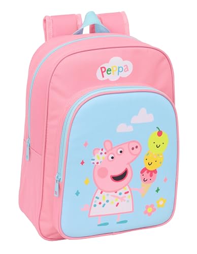 PEPPA PIG Mochila escolar infantil animada, mochila infantil, mochila infantil, adaptável a carro, ideal para crianças na idade escolar, confortável e versátil, qualidade e resistência, 26 x 11 x 34