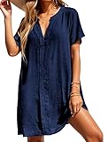 Spicy Sandia Beach Cover Ups for Women Swimsuit Coverup Bathing Suit Swim Swimwear Dress Summer Vacation Outfits Navy L