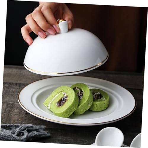 Assiette céramique dorée haut de gamme avec couvercle de protection