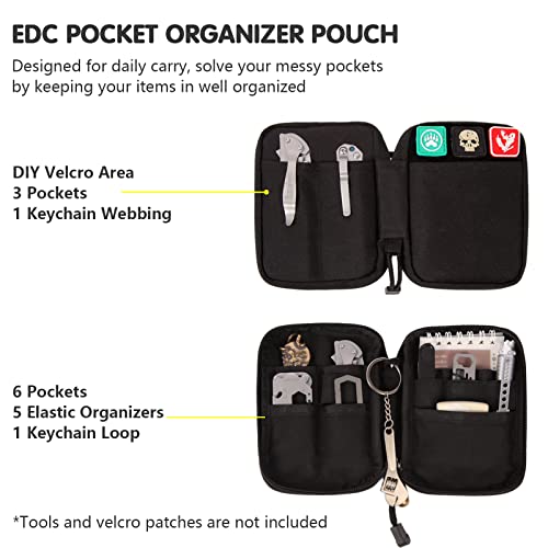 Pocket Organizer, Edc Pouch With Diy Patch Area, Mighty Pouch Edc Pocket Organizer For Men, Utility Pouch Small Edc Pouch For Edc Gears, Nylon Tool Pouch Multitool Organizer Pouch (Black-01) #TOP3