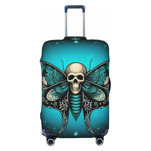 Goth Moth Dead Skull Moon Zipper Travel Luggage Suitcase Protector Baggage Protector Anti-Theft Luggage Case Waterproof Protective Cover Fits 19-32 inch Suitcase