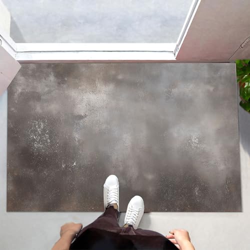 Rétro tapis d'entrée grand format gris-brun au design ciment