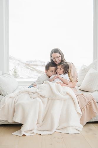 Image of Saranoni Bamboni Luxury Throw Blanket | Oversized Super Soft Plush Home Decorative Comfy Blankets for Couch or Bed | Ivory - X-Large 60 inch x 80 inch