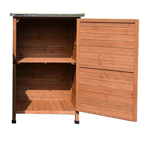 DITUDO Storage Lockers All Solid Wood Tool Cabinet, Outdoor Rain and Sun Protection Storage Cabinet, Garden Patio Cabinet Rain Shoe Shovel Storage Box (Color : Brown, Size : 770 * 565 * 1140mm)