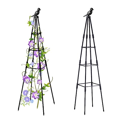 Garden Trellis, Plant Trellis For Potted Plants Flowers Vegetables And Vines,Tomato Cage Tower,Garden Obelisk Trellis,Plant Support Stand For Climbing Plants Outdoor And Indoor-1 Pack #TOP5
