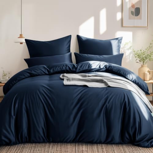 RUIKASI Bettwäsche 220x240 Baumwolle Dunkelblau - Baumwolle Bettwäsche-Sets 220x240cm 3teilig mit Reißverschluss, Baumwollbettwäsche Set Cotton, weich und atmungsaktiv