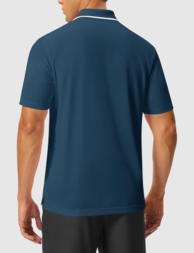 Image of Rdruko Men's Polo Shirts Short Sleeve Quick Dry Outdoor Golf Sports Shirts with Pocket