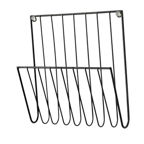 Magazine Rack Wall Mounted File Holder Office Home Decorative Iron Mail Organizer Newspaper Holder for Letters Folders Papers, Black