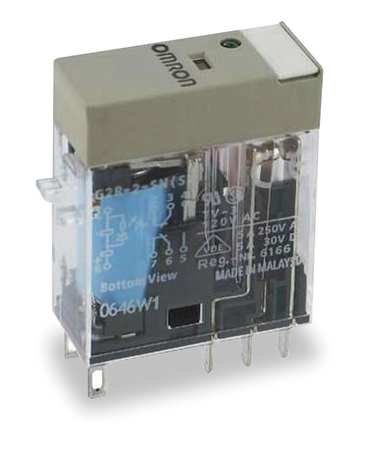 OMRON G2R-2-SN DC24(S) 24 VDC Coil, 2-Pole, 5 AMP Contact Rating, DPDT (2 Form C), General Purpose, LED Indicator, Mechanical Operation Indicator & NAMEPLATE, Plug-in, Power Relay, Silver CAD Oxid