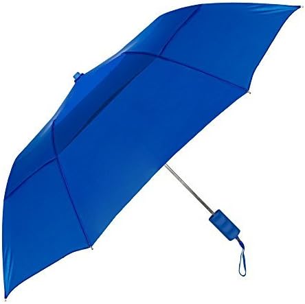 STROMBERGBRAND UMBRELLAS Vented Windproof Umbrella Compact Small Sturdy Automatic Open Wind Vent for Women and Men (with Matching case and Strap), (Royal Blue)