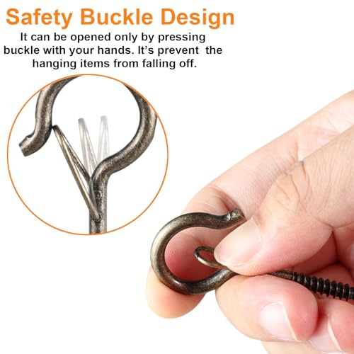 Image of FSAH 24 PCS Q-Hanger Hooks with Safety Buckle, Windproof Screw Hooks