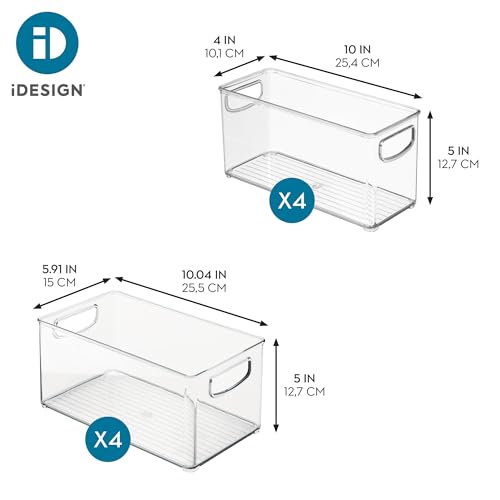 iDesign Stackable Pantry Bins with Handles, 4 Small and 4 Medium Bins, 8 Pack, Clear, Made in USA by iDesign - Image 4