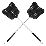 2Pack Leather Fly Swatter, Telescopic Fly Swatters, Extendable Flyswatters