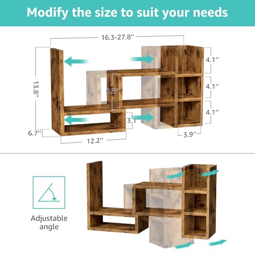 Image of NUTIKAS Desk Shelves Desktop Organizer Shlef - Rustic Office Organization for Top of Desk Organizers and Accessories Corner Bookshelf Table Top Shelving Small Hutch Decorations for Office