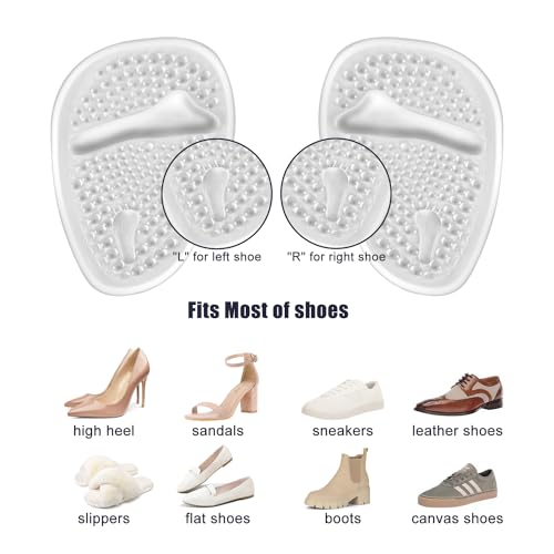 Image of SIIHEA Metatarsal Pads Ball of Foot Cushions, Heel Inserts for Women, Foot Pain High Heel Comfort Shoe Filler, Heel Pads Grips for Shoe Too Big, Loose Shoes, Blisters (2PairsClear)