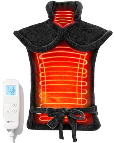 CooCoCo 37"x24" Heating Pad for Neck and Shoulders and Back, FSA Eligible Heat Pad for Back Pain Relief, HSA Approved Full Back Heated Pad, 6 Heat Settings 3 Timers Auto-Off, ETL Certified