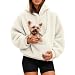 Generisch Hoodies Für Damen, Hoodie Damen & Herren: Mit Großer Haustier-Tasche Herbst Sweatshirt Mit Kapuze Kapuzenjacke Freizeit Pullover Für Pet Weicher Oversize Kapuzenpullover Beige S