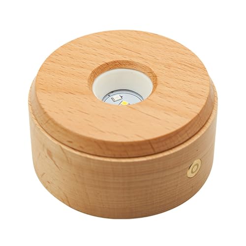 Base lumineuse en bois pour verre cristallin et veilleuse LED 7 couleurs - 7