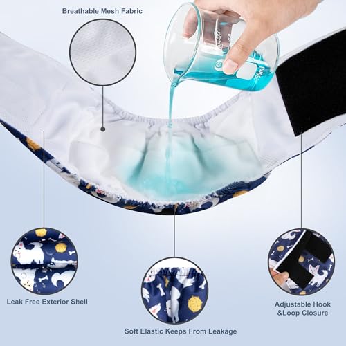 Image of 5Pack Dog Diapers Male,Leakproof Pet Soft Dog Belly Band Wraps,Reusable High Absorbency Male Dog Diaper,Wider Washable Belly Band for Doggy Incontinence and Puppy Training