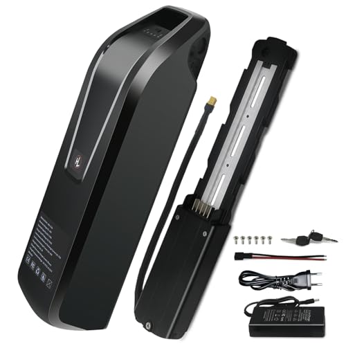 UBETTER Ebike Akku 48V 10Ah Hailong Ebike Batterie 48V mit 30A BMS, 2A Schnell-Ladegerät, USB Ausgang, Led-Anzeigeleuchte, Sicheres Schloss, 5 Pin Grundplatte, für 250W 500W 1000W Motor