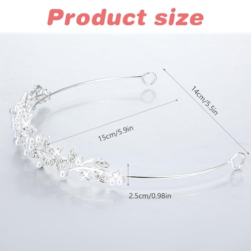 Diadem Hochzeit, Krone Kristall Tiara Abschlussball Crown Braut Stirnband Diadem Crown für Mädchen Abschlussball Geburtstag Hochzeit Party (Silber)