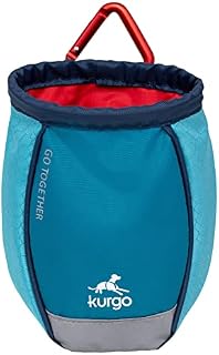 Kurgo Go Stuff It Treat Bag, Hands-Free Training Dog Treat Pouch, Includes Belt Clip and Carabiner, Machine Washable, Coastal Blue