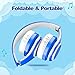 Kids Bluetooth Headphones 85db/110db Volume Limit Wireless/Wired Aux Port Foldable Noise Protection Over-Ear Build-in Mic Headphones for Kids Adults Travel School Phone Pad Tablet PC Blue