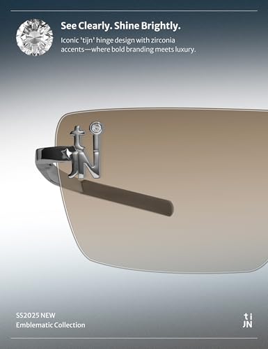 TIJN Rimless Blue Light Glasses for Women Men, Retro Y2K Rectangle Tinted Lens Glasses, Screen Fatigue & UV Protection — view 4
