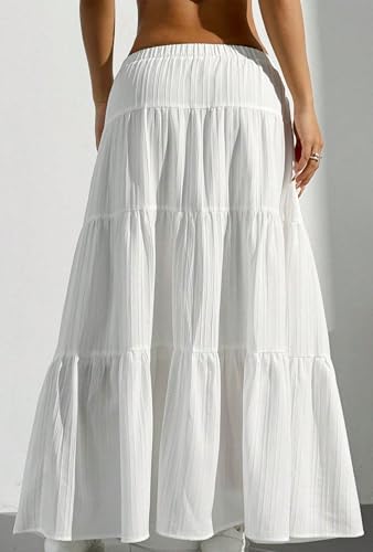 Ammiko Women's Boho Skirt Flowy Flared Ruffle Summer Long Swing Tiered A-Line Maxi Skirts Going Out Outfits 20252