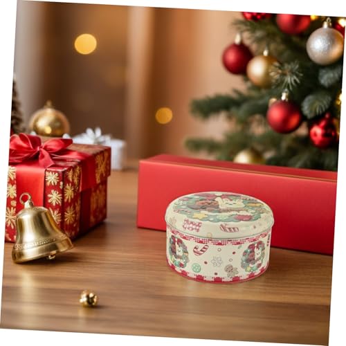 Cajas de hojalata para obsequio de Navidad de PRETYZOOM en un pack de 4 piezas redondas con tapa 7