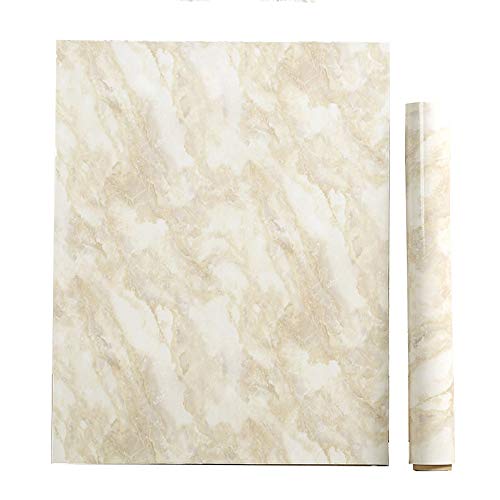 PoetryHome Removable Vinyl Beige Marble Contact Paper for Countertop Table