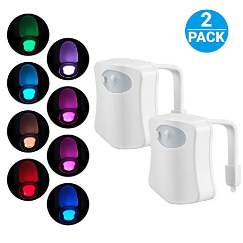 Original Toilet Night Light 2 Pack, Motion Sensor Activated LED Lamp, Fun 8
