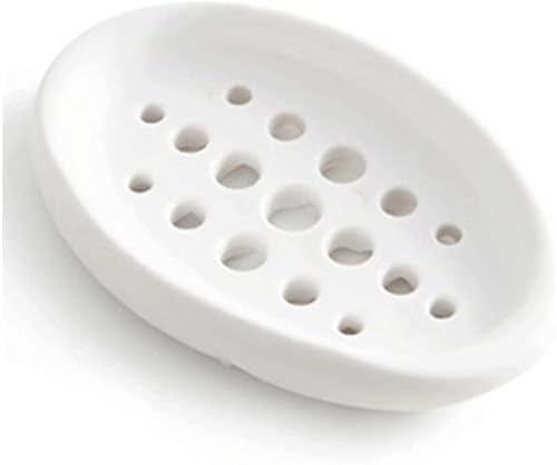 Soap Dish， Simple Countertop Soap Dish with Drainage Soap Box Silicone Soap Container Easy Cleaning Soap Case Box Saver Extend Soap Life Easy to wash(White)