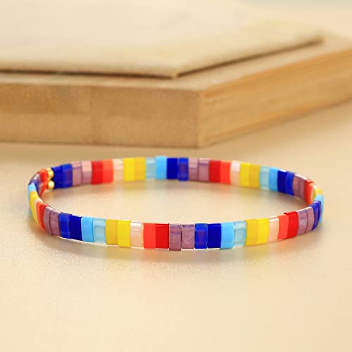 Image of KELITCH Women Tila Beads Stretch Bracelets Handmade Women Charm Strand Beaded Bracelets Summer Jewelry