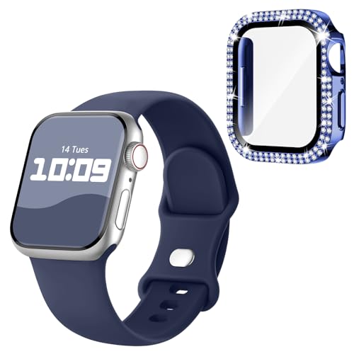 Image of Adorique 3-in-1 Compatible for Apple Watch Band 40mm 41mm 42mm 44mm 45mm 46mm, Soft Silicone Sport Strap for iWatch Series SE 10 9 8 7 6 5 4 3